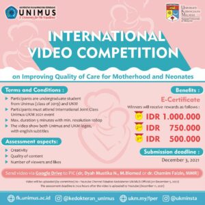 Read more about the article Medical Faculty, University of Muhammadiyah Semarang (Unimus) and Medical Faculty, Universiti Kebangsaan Malaysia (UKM) is organising an International Video Competition 2021