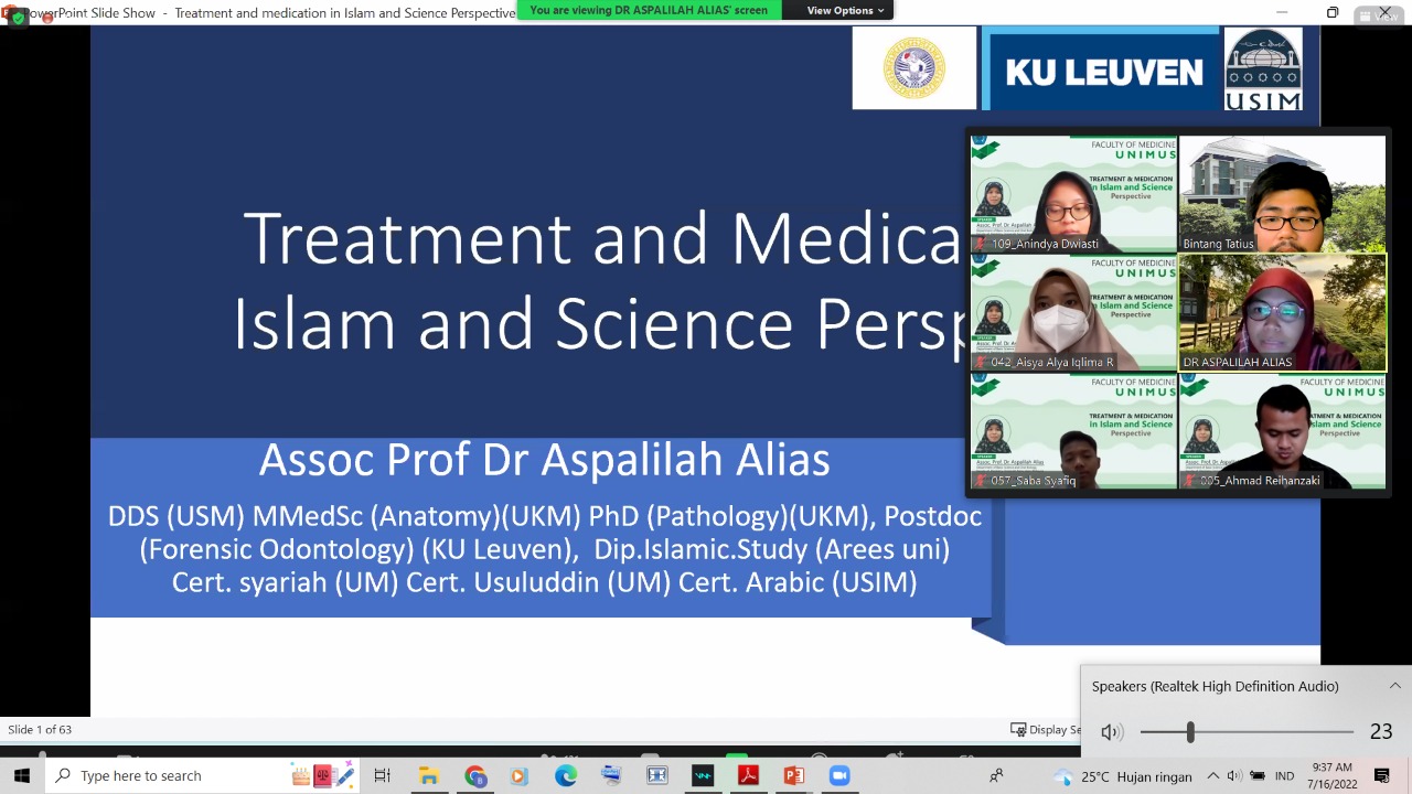 Read more about the article FK UNIMUS selenggarakan Internasional Guest Lecture “ Treatment & Medication in Islam and Science Perspective”